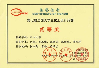 我院学子在第七届“中国石化-三井化学杯”全国大学生化工设计竞赛中再创佳绩